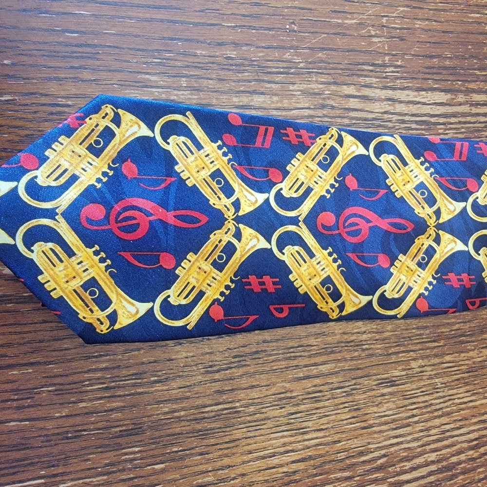 Hand made Steven Harris Mens Tie Trumpets And Musical Notes - Picture 2 of 7